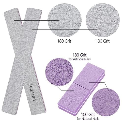 25 Pcs Nail Files for Acrylic Nails and 50 Pcs Mini Buffer Block File, 100/180 Grit Nail Buffer Double Sides Emery Boards Fingernail Files thumbnail 3