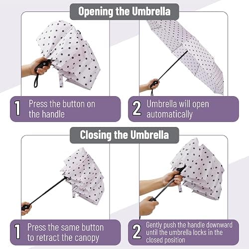 Mr. Pen- Windproof Travel Umbrella, Small Water-Resistant Automatic Folding Umbrella for Rain and Sun, Light, Compact and Portable for Women & Men, Fits Car & Backpack thumbnail 4