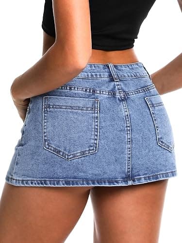 ELLEVEN Low Rise High Stretch Mini Skort Skirt for Women,Denim Skort Shorts with Pockets thumbnail 4