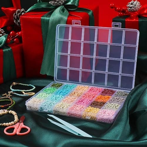 WHCPCYO 12000 Stück 24 Farbe Selber Machen Perlen für Armbänder 3mm Set Zum Auffädeln, Mit Nummer Buchstaben, Holz Perlen, Geschenkidee für Weihnachten, Urlaub, Geburtstage, Partys, Belohnungen thumbnail 7
