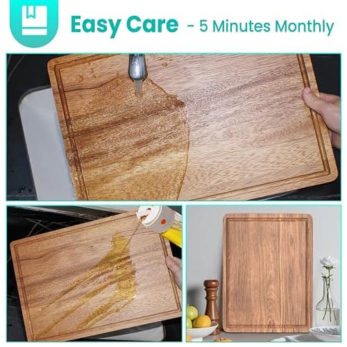 Acacia Wood Cutting Boards Set with Juice Groove & Handles for Kitchen 3-Piece Charcuterie Chopping Board for Meat Cheese Fruits Vegetables thumbnail 7
