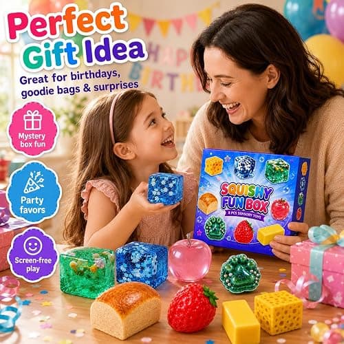 Squishy Box 8-Pack Set - Slow Rise Sugar Squishy Toys, Mystery Stress Relief Fidget Gift, Fun Party Favors, Collectible Squeeze Packs for Kids & Adults thumbnail 7