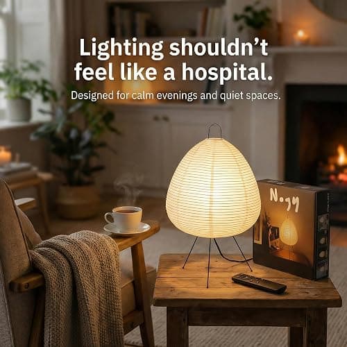 Akari Noguchi Rice Paper Lamp • Dimmable Japanese Paper Lantern Lamp • Japanese Decor Lantern • Cozy Japandi Style • Paper Lantern Light thumbnail 3
