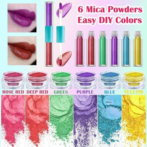 BRIPATI DIY Lip Gloss Making Kit - Make Your Own Lip Glosses Moisturizing DIY Lip Glaze Handmade Glittery Set for Teens Girls Women Makeup Lover Beginner Christmas Birthday Gift thumbnail 4