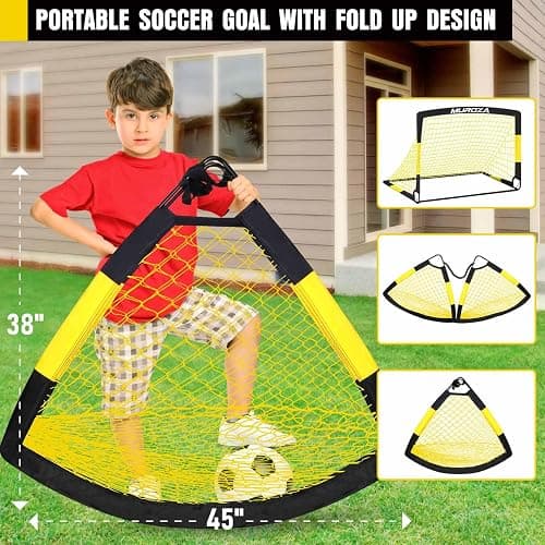 Soccer Goal, Kids Soccer Goals for Backyard Set, 2 Pack of Portable Pop Up Soccer Net with Soccer Ball, Cones, Complete Training Equipment for Youth, Toddler Outdoor Sports Games thumbnail 8