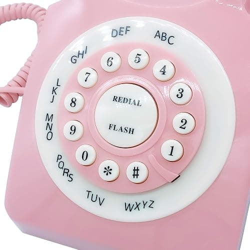 Retro Corded Landline Phone, TelPal Classic Vintage Old Fashion Telephone for Home & Office, Wired Home Phone Gift for Seniors - Pink thumbnail 7