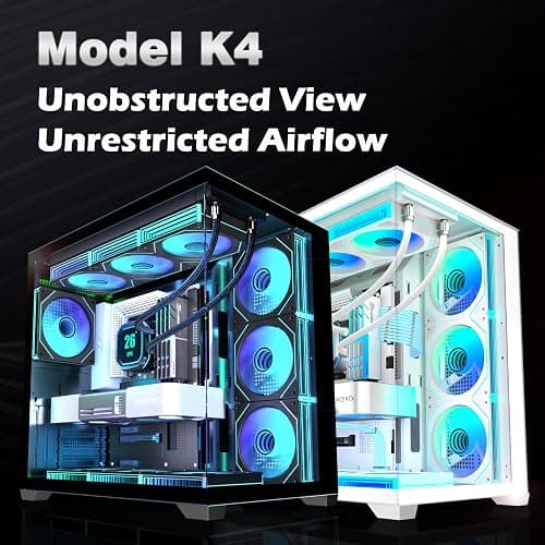 KEDIERS PC CASE 7 ARGB Fans Pre-Installed, Mid Tower ATX PC Case with Panoramic Tempered Glass, Gaming Computer Case,360MM RAD Support,White,K4 thumbnail 10