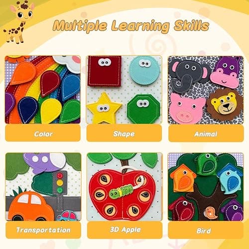 Cobelae Montessori Busy Book for Toddlers 1-3, Toddler Busy Board Felt Quiet Book, Baby Preschool Learning Activity Books Airplane Travel Toys for Kids Ages 1+ Year Old Boys Girls Gifts thumbnail 5