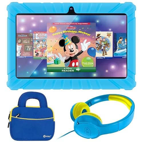 Contixo 7 inch Kids Learning Tablet Bundle - Exclusive 50+ Disney Storybooks (Value $200), Headphone & Tablet & Bag for Kids, 32GB, Android 11, Parental Controls, Back to School - Blue (Boys) - Image 1