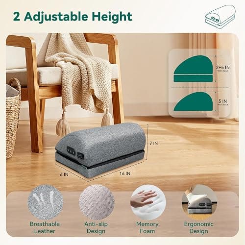 Snailax Heated Foot Rest Under Desk at Work, Desk Foot Stool with Heat & Vibration Massage, Adjustable Height, 2 Heat Levels Foot Warmer Feet Heater for Office Chair, Gaming Home Use thumbnail 6