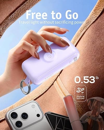 RORRY Flow Portable Charger 10000mAh 40W Wall Plug Power Bank Battery Pack | Built-in USB-C Cable, Keychain Design, Fast Charging, for iPhone 18 Pro/17/16/15, Apple Watch, iPad, Travel Essential thumbnail 5