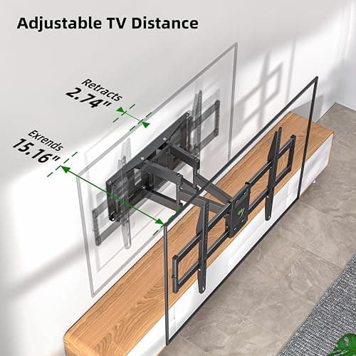 Full Motion TV Wall Mount for Most 37"-84" Flat Screen TV, Swivel or Tilt Wall Bracket with Dual Articulating Arms, for 12"-16" Wood Studs, Max VESA 600x400mm, Load 120 lbs by USX MOUNT thumbnail 2