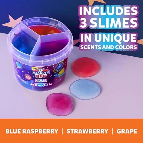 Elmer’s Gue Premade Slime, Space Adventure, 3lb. Bucket, Scented, Includes 3 Sets of Add-ins - Kids Activity, Creative Fun, Great for Sharing thumbnail 7