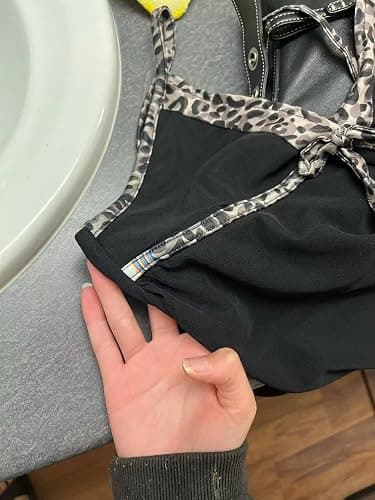 Emo Coquette Cropped Top Grunge 2000s Spaghetti Strap Tops Streetwear Vintage Camisole Y2k Cheetah Tops thumbnail 6