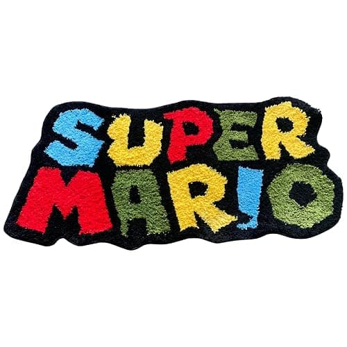 Luxape Mario Rug - Hypebeast Room Decor - Handmade & Premium- 35in (90cm) - Anime bathmat - Designer Rugs - Aesthetic Room Decor - Cute Room Decor Coquette bathmat Decor - Image 1