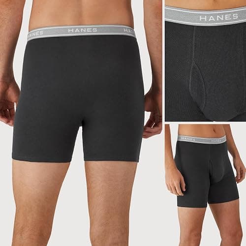 Hanes mens Underwear Boxer Briefs Pack, Cool & Breathable Cotton Moisture-wicking Underwear for Men, No Ride Up thumbnail 4