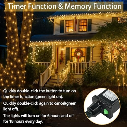 Extra-Long 300LED Christmas Lights Outdoor Indoor, Upgraded Warm White String Lights for Bedroom, Waterproof 13 Modes Plug in Twinkle Fairy String Lights for Home Party Wedding Garden (Warm White) thumbnail 4