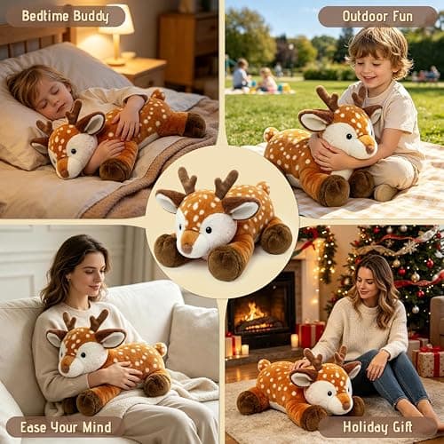 JUSTQUNSEEN Sika Deer Weighted Stuffed Animals for Adults and Kids Soft Huggable Plush Weighted Toys Large Cuddle Plush Pillow Birthday Gifts for Boys and Girls (Deer) thumbnail 6