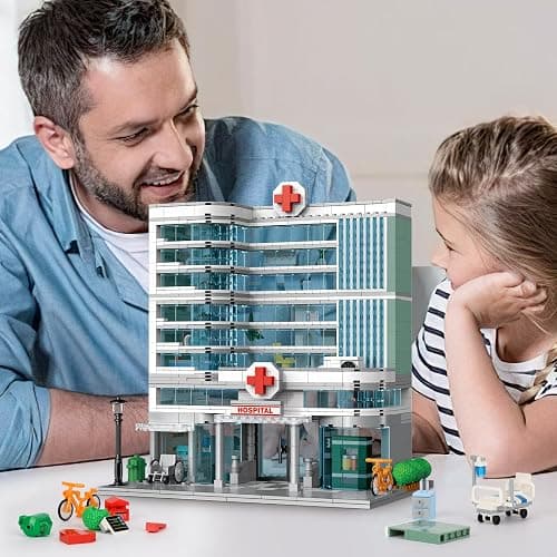 NEWABWN City Hospital Toy Building Set with LED Lighting, Compatible with Lego, Modular Three-Story Architecture Set for Adults, Gift Idea for Kids Ages 10 and Up (1350 Pieces) thumbnail 2