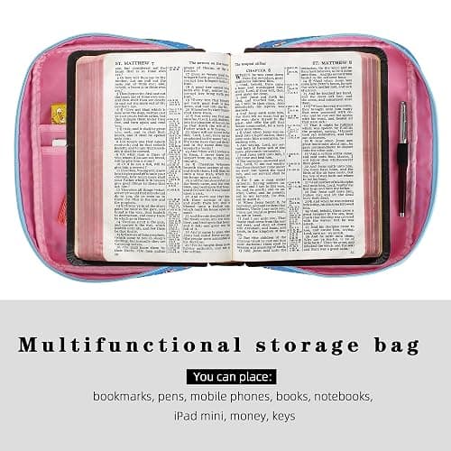Gientten Bible Cover for Women with Flowers Printing, Bible Case,Bible Bag, Study Bible Case,Covers for Bible,Bible Boooks Covers for Women - 600D Polyeter - Floral thumbnail 2