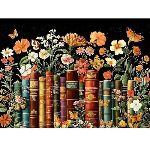 500 Piece Puzzle for Adults | Vintage Wildflowers Books Puzzle | Recycled Cardboard Plant Flowers Jigsaw Puzzle 500 Pieces | Challenging Game Home Decor Birthday Party Gift Toy for Adults Kids Seniors - Image 1