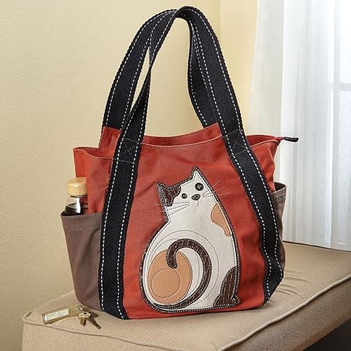 Chala Carryall Zip Tote, Lazzy Cat, Orange thumbnail 3