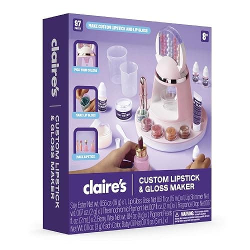 Claire's DIY Lipstick & Lip Gloss Making Kit – 97-Piece Makeup Craft Kit| Kids Arts & Crafts Activity Set| Handmade Moisterizing Lip Glaze| Beauty & Cosmetic Products| Girls Science Toy Gift| Ages 8+ thumbnail 5