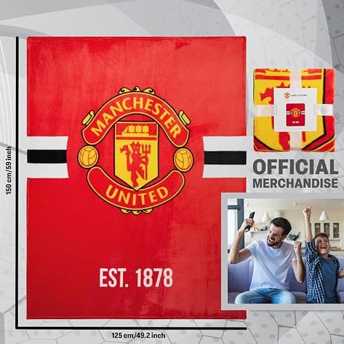Manchester United F.C. Fleece Bed Blanket Soft Sofa Throw for Bedroom Travel Home Decor 49“ x 59” Gifts for Men thumbnail 3