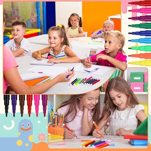 Watersay 144 Pcs Mini Markers Bulk, 3.4 Inch Colored Markers,12 Colors | Portable 3.4" Short Pen for Travel Office, Vibrant Watercolor Ink, Ideal for Adult School Art Projects, Multicolor Assorted thumbnail 6
