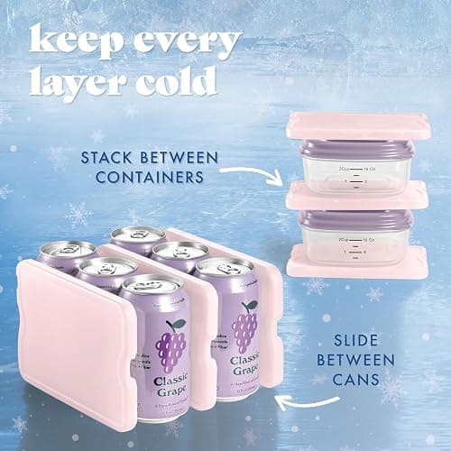 Cool Coolers by Fit & Fresh XL Slim Ice Packs, Quick Freeze Reusable Ice Packs for Lunch Boxes & Coolers, Long-Lasting, Space Saving Cooler Ice Packs, Light Pink, 4Pk thumbnail 8