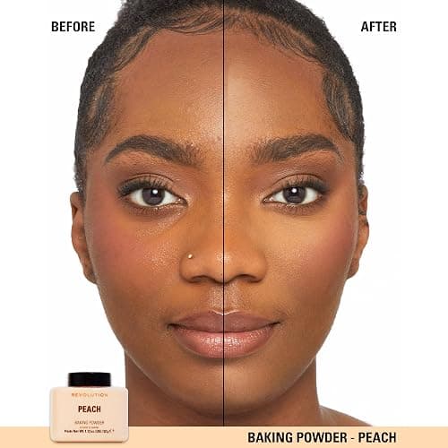 Revolution Beauty London, Loose Baking Powder, Makeup Setting Powder, Long-Lasting Coverage, Mattifies & Reduces Shine, Peach, 1.12 oz thumbnail 4