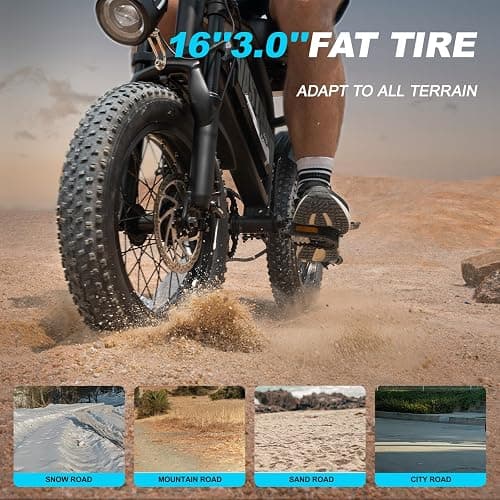 VDL Mountain Electric Bike for Teens/Adults, 16" Fat Tire Ebike, Wider Seat 500W Peak Motor with Removable Battery, 20MPH, UP to 35 Miles Mountain Bike, Teenagers ebike for Leisure Riding&Commuting thumbnail 5