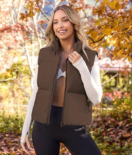 MEROKEETY Puffer Vest Women 2025 Fall Winter Sleeveless Jackets Lightweight Warm Stand Collar Quilted Zip Up Coat thumbnail 5