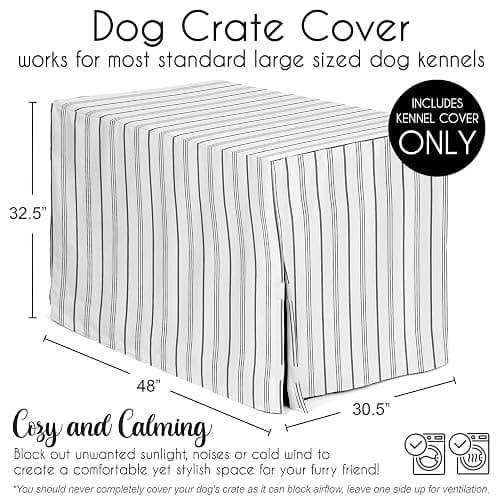 Sweet Jojo Designs 48in. Large Dog Crate Cover (White and Grey Stripe) Pet Cage, Kennel Covers (Modern, Neutral, Contemporary, Striped, Elegant, Pinstriped, Minimalist, Gray Stripes) thumbnail 3
