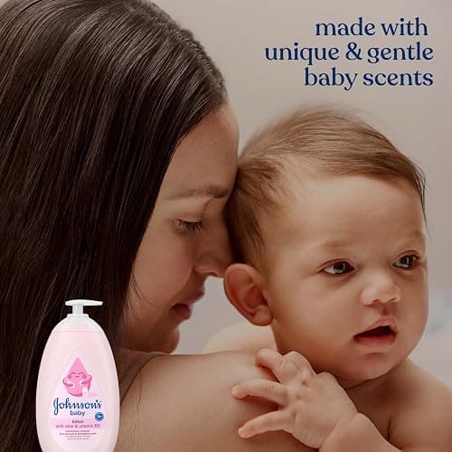 Johnson's Baby lotion with coconut oil, aloe vera & vitamin b5, 72 hour hydration, gentle baby moisturizer, hypoallergenic, safe for newborns, helps protect from dryness, 27.1 fl oz thumbnail 3