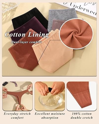 READY TO LOVE Cotton Underwear for Women Pack Breathable Thongs for Women Sexy Stretch Soft Womens Panties Thong XS-XL thumbnail 4