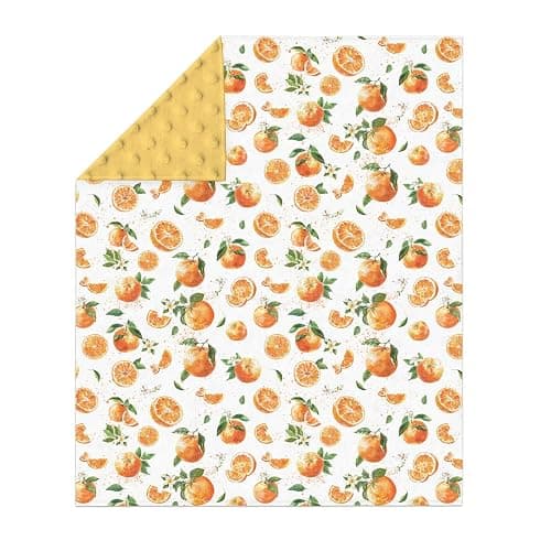 Watercolor Oranges Baby Blankets for Girl Boy Orange Branches Flowers Leaves Soft Mink Dotted Backing Double Layer Swaddle Receiving Blanket for Toddler Nursery Summer Citrus Fruit Bed Blanket 30x40 thumbnail 3