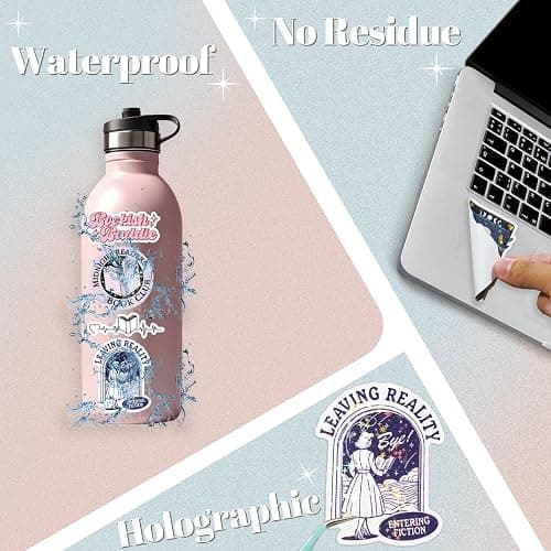 150 PCS Romance Book Stickers for Kindle, Holographic Bookish Sticker Pack Reading Glitter Vinyl Decals for Laptop Ebook Readers Water Bottles Journal Scrapbook Waterproof thumbnail 4