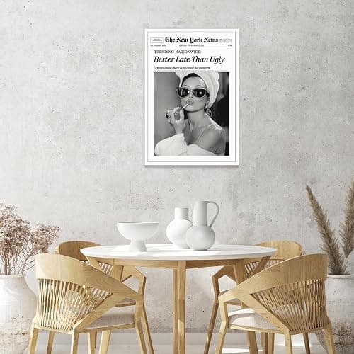 FBKDVC Funky Girl Ästhetisches adrettes Poster, trendiges schwarz-weißes Leinwandbild, Wandkunst "Better Late Than Ugly", Zeitungs-Kunstdruck für Badezimmer, Mädchen, Wohnheim, Wohnung, Zimmer, 30,5 x thumbnail 5