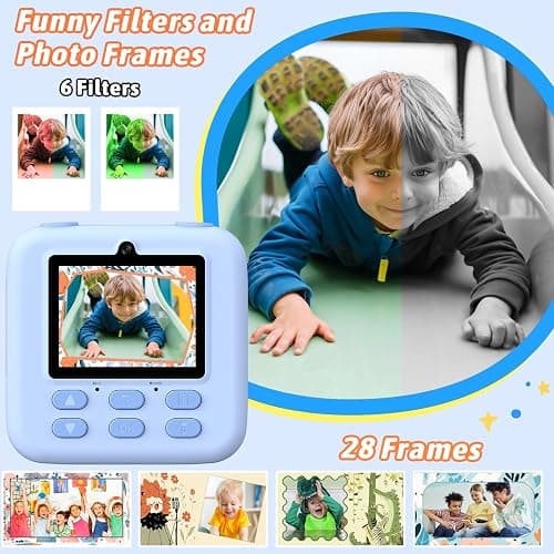 Kids Instant Digital Cameras for Boys and Girls, 1080P HD Dual-Lens Selfie Digital Camera with Print Paper & 32G Card, Christmas Birthday Gifts Toys for Toddler and Teenagers Age 3-16 Years Old thumbnail 5