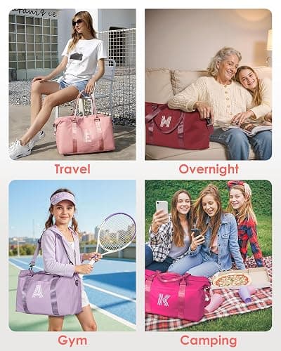 Vogewood Birthday Gifts for Girls, Initial Travel Duffel Bag, Sports Bag, Personalized Weekender Bag with Shoulder Strap, Monogram Overnight Bag, Gift for Friend Sister Teacher Gifts (Letter O) thumbnail 7