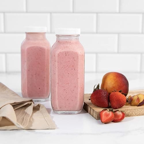 kitchentoolz 16 oz Glass Milk Bottle with Lid - Glass Jars with Airtight Lid used for Milk Container, Yogurt, Smoothies, Juice, Kefir, & Water -2 Pack 16 oz Glass Bottles with Lids thumbnail 6
