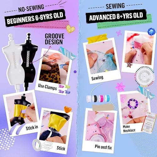 ONE TO FOUR 800+Pcs - Fashion Designer Kit for Girls with 6 Mannequins - Arts and Crafts Kit- Sewing Kit for Kid Ages 8-12 -Girl Gift Age 6 7 8 9 10 11 12-Gifts for Teen Girls thumbnail 4