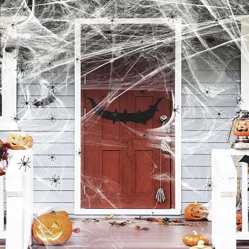 1200 sqft Halloween Spider Webs and 50pcs Fake Spiders Super Stretch Cobwebs Party Decorate for Halloween Theme Indoor and Outdoor Decoration thumbnail 4