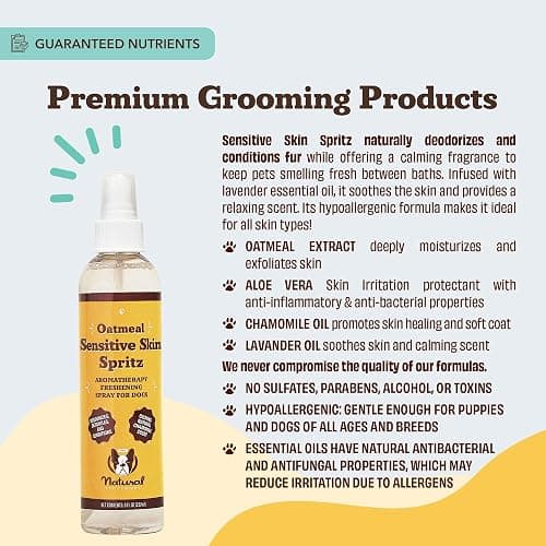 Natural Dog Company Sensitive Skin Deodorizing Spray 8 oz – Hypoallergenic Neutral-Scent Dog Spritz with Aloe, Oatmeal & Lavender – Free of Sulfates, Parabens & Artificial Fragrance thumbnail 6