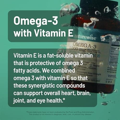 NatureWise Extra-Strength Omega 3 Fish Oil Supplement - 1000mg per Serving - 600 EPA & 400 DHA and Vitamin E - Support for Heart & Brain Health - Lemon Flavor, GMO-Free - 60 Softgels[1-Month Supply] - 60 Count (Pack of 1) - Omega 3 thumbnail 8