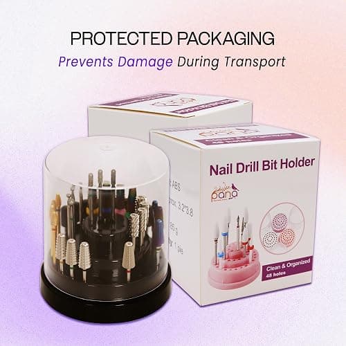 PANA Round Cake Tier Nail Drill Bit Holder Display Organizer Case - Dustproof Carbide Bit Storage Container Box For Manicure Tools Nail Salon - 48 Holes Silver (Drill Bits Not Included) thumbnail 7
