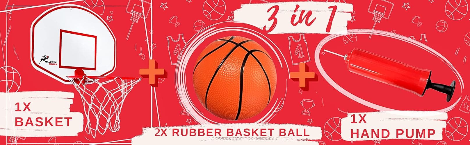 Majestic Hoops Mini Basketball Hoop - Indoor Basketball Hoop - Durable Plastic Basketball Hoop for Kids and Adults - No Assembling - Premium Basketball Game with Ball and Pump thumbnail 5