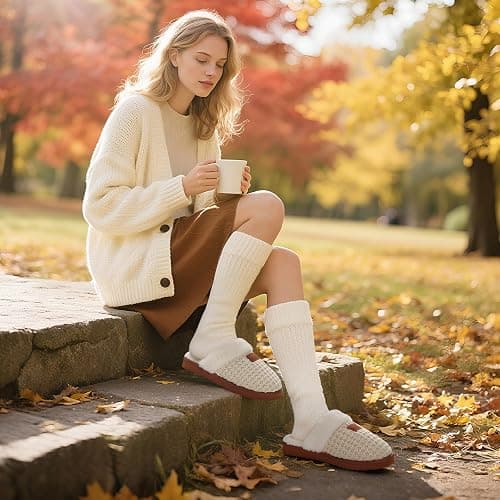 ATHMILE Cozy Slippers For Women Fuzzy Fluffy Warm Women's Platform Slippers Memory Foam Arch Support Ladies Knit House Shoes Indoor Outdoor Bedroom Winter Fireside Bride Pantuflas Para Mujer thumbnail 2