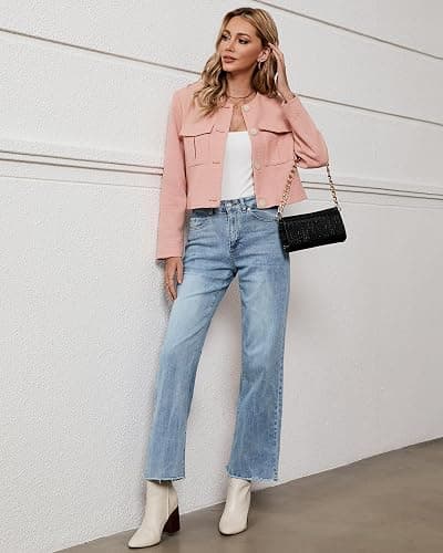 GRAPENT Straight Leg Jeans for Women High Waisted Stretchy Frayed Raw Hem Loose Denim Pants Casual Baggy Jean Trousers thumbnail 4
